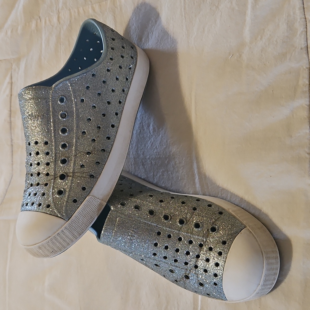 Sparkling Silver Blue NATIVE J2 Slip-On Shoes